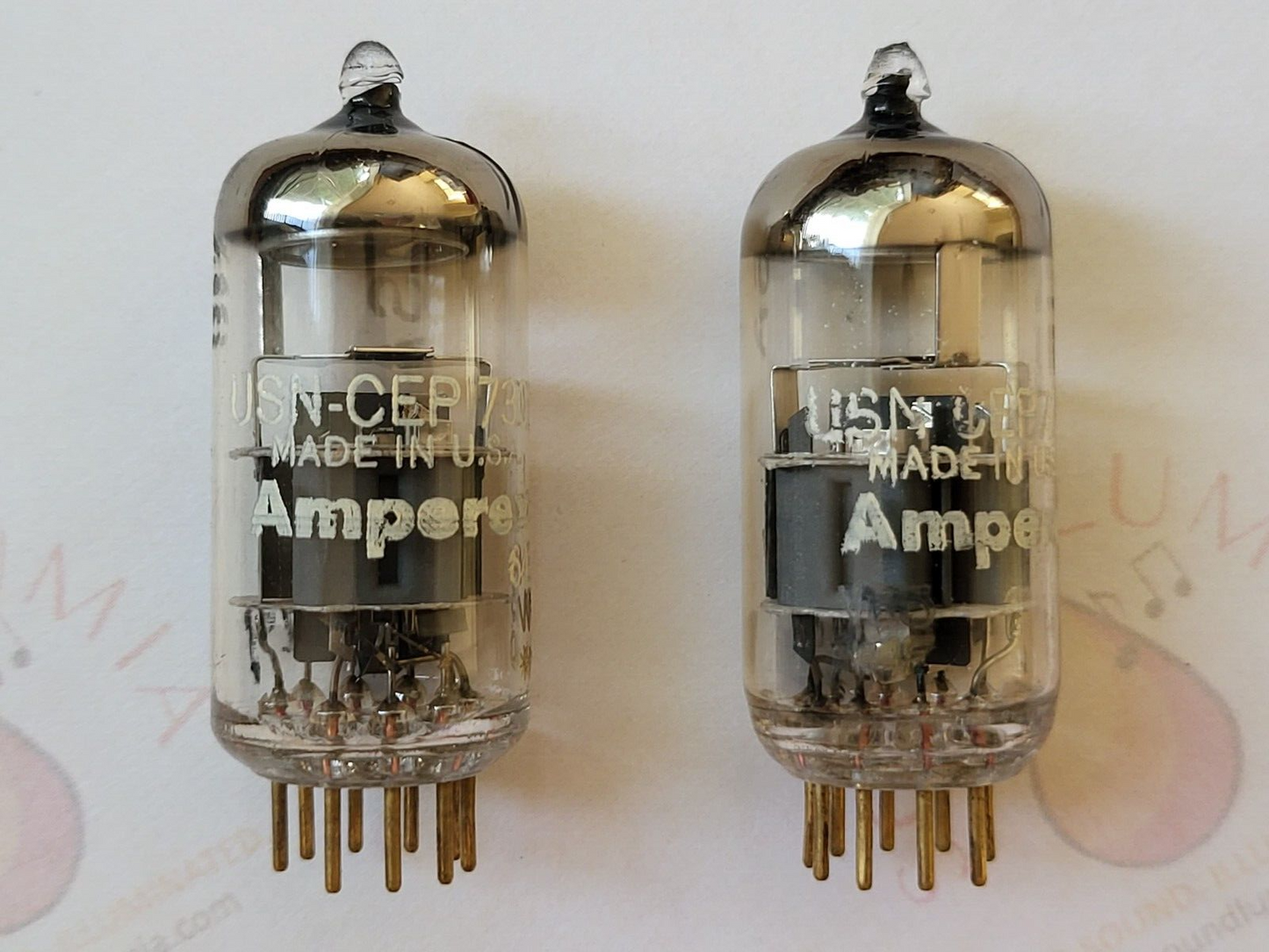 Amperex USN-CEP 7308 Matched Pair - USA 1964 White Print VR5 - Same code - NOS