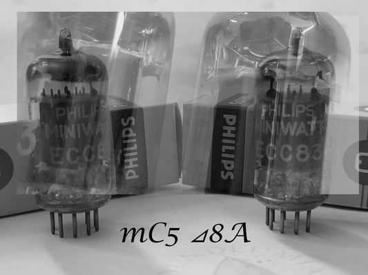 Philips 12AX7 ECC83 Foil D Getter 17mm Long Plates Matched Pair - mC5 ⊿8A - NOS