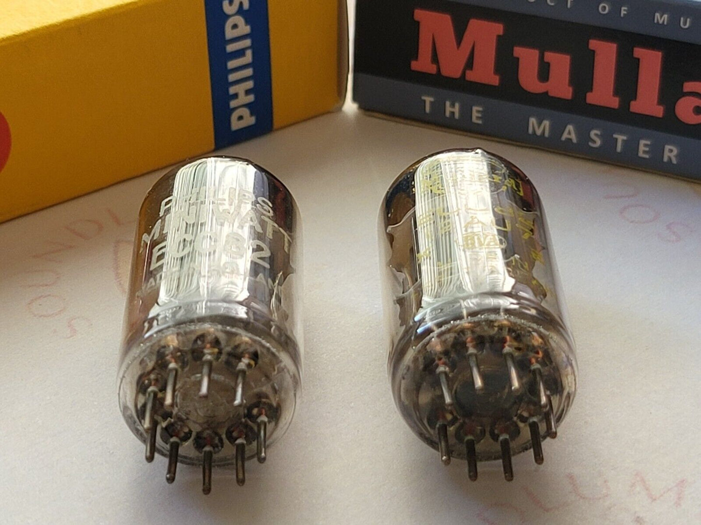 Mullard 12AU7 ECC82 Matched Pair - Philips/Yellow Print - Blackburn 1962/63 Gf1