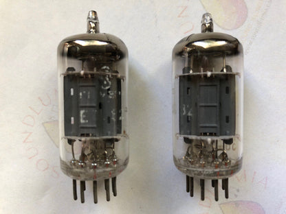 Siemens ECC82 12AU7 Preamp Tubes Matched Pair - Gray Plates - Munich 1960 - NOS