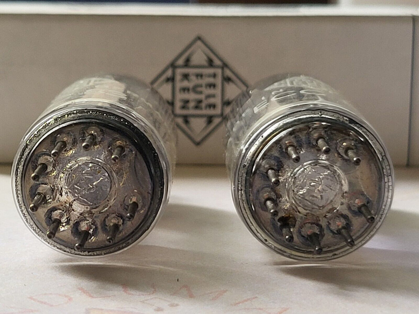 Telefunken ECC83 12AX7 Matched Pair Red Tips - 17mm Smooth Plates - Berlin 1965