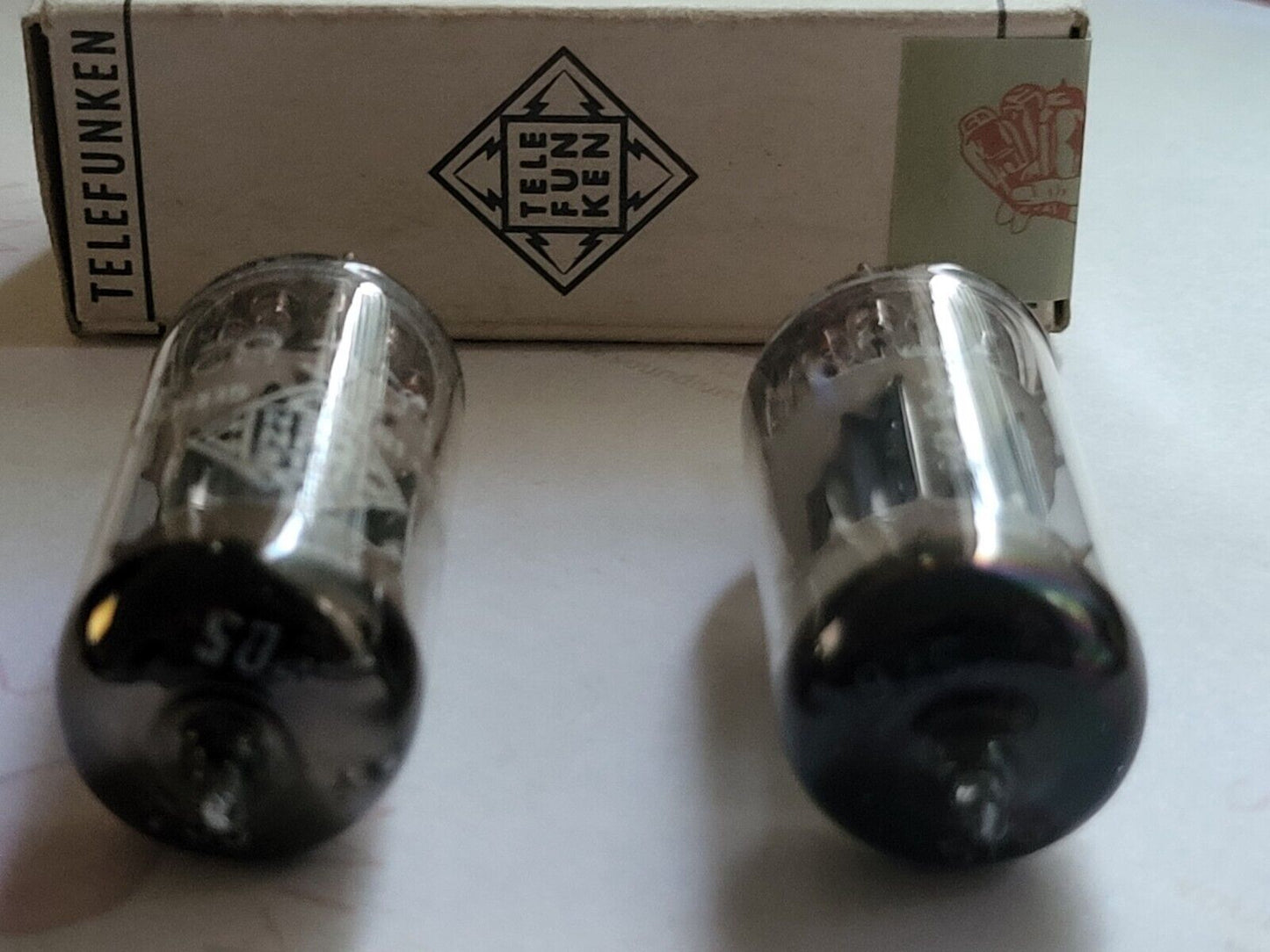 Telefunken ECC82 Tubes Ribbed Plates Matched Pair - Berlin 1955 - Same code -NOS