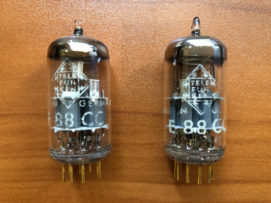 Telefunken E88CC 6922 Preamp Tubes Matched Pair - Ulm 1966 - Diamond Bottom -NOS