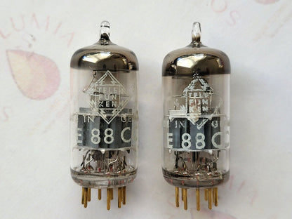 Telefunken E88CC = 6922 Matched Pair in Original Boxes ◇ Base - Ulm 1965 - NOS