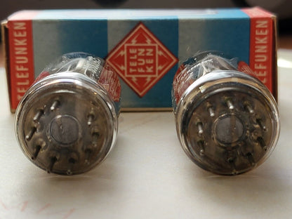 Telefunken ECC82 Long Smooth Plates Matched Pair - Berlin 1961 - Same code - NOS