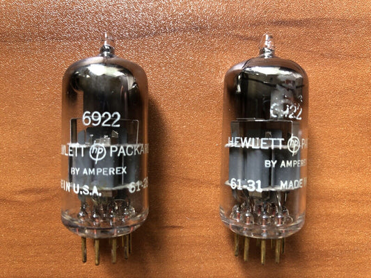 Amperex 6922 Preamp Tubes D-getter - HP Select - 1960 USA - Matching codes - NOS