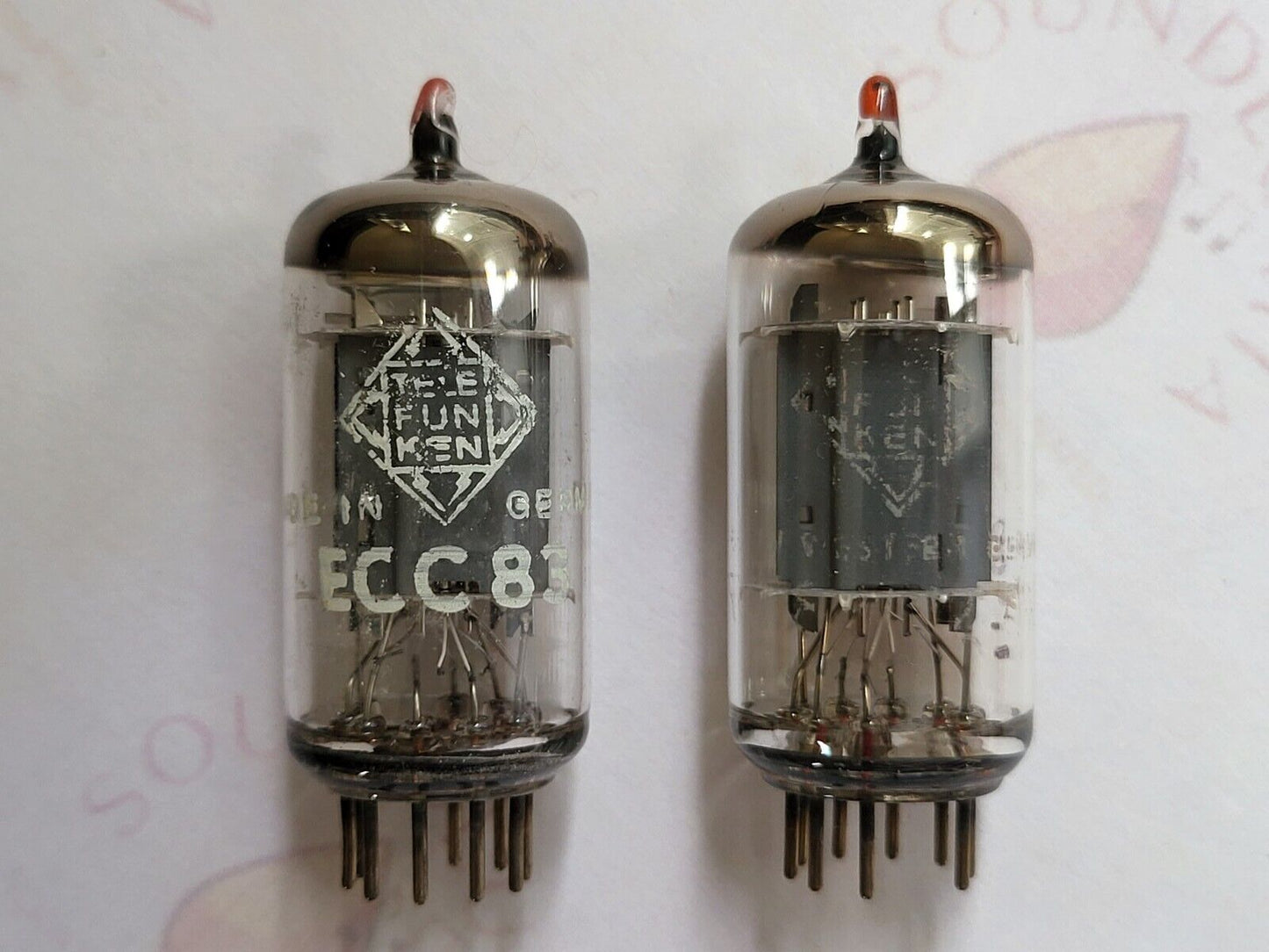 Telefunken ECC83 12AX7 Matched Pair 17mm Smooth Plates Red Tip Berlin 1961 - NOS