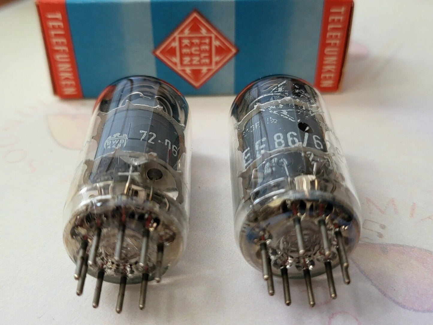 2x Telefunken EF86 6267 Matching Codes - BWB Insignia - Diamond Bottom - Strong