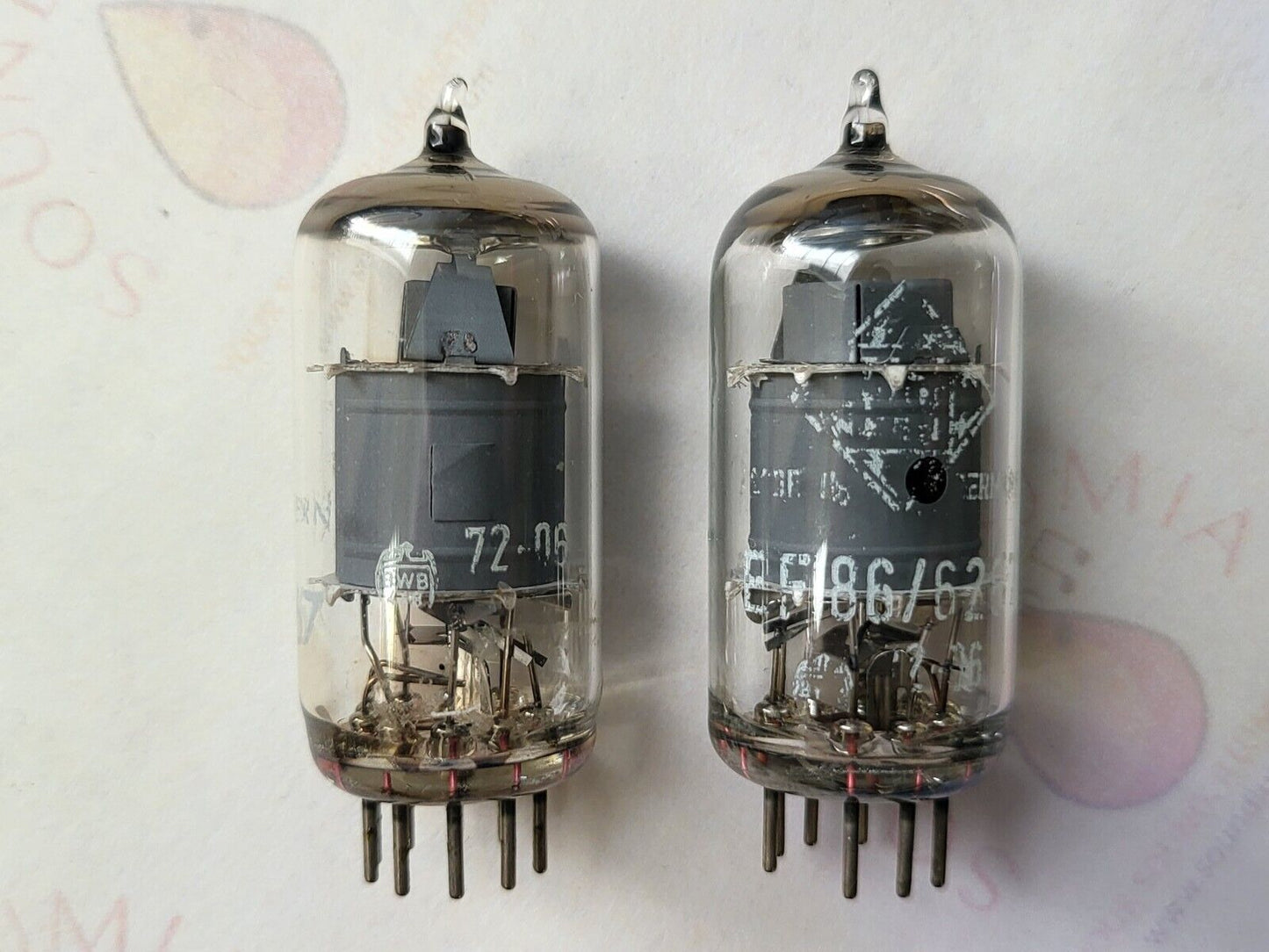 2x Telefunken EF86 6267 Matching Codes - BWB Insignia - Diamond Bottom - Strong