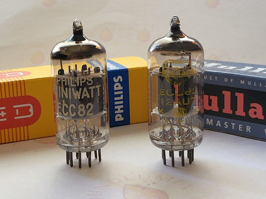 Mullard 12AU7 ECC82 Matched Pair - Philips/Yellow Print - Blackburn 1962/63 Gf1