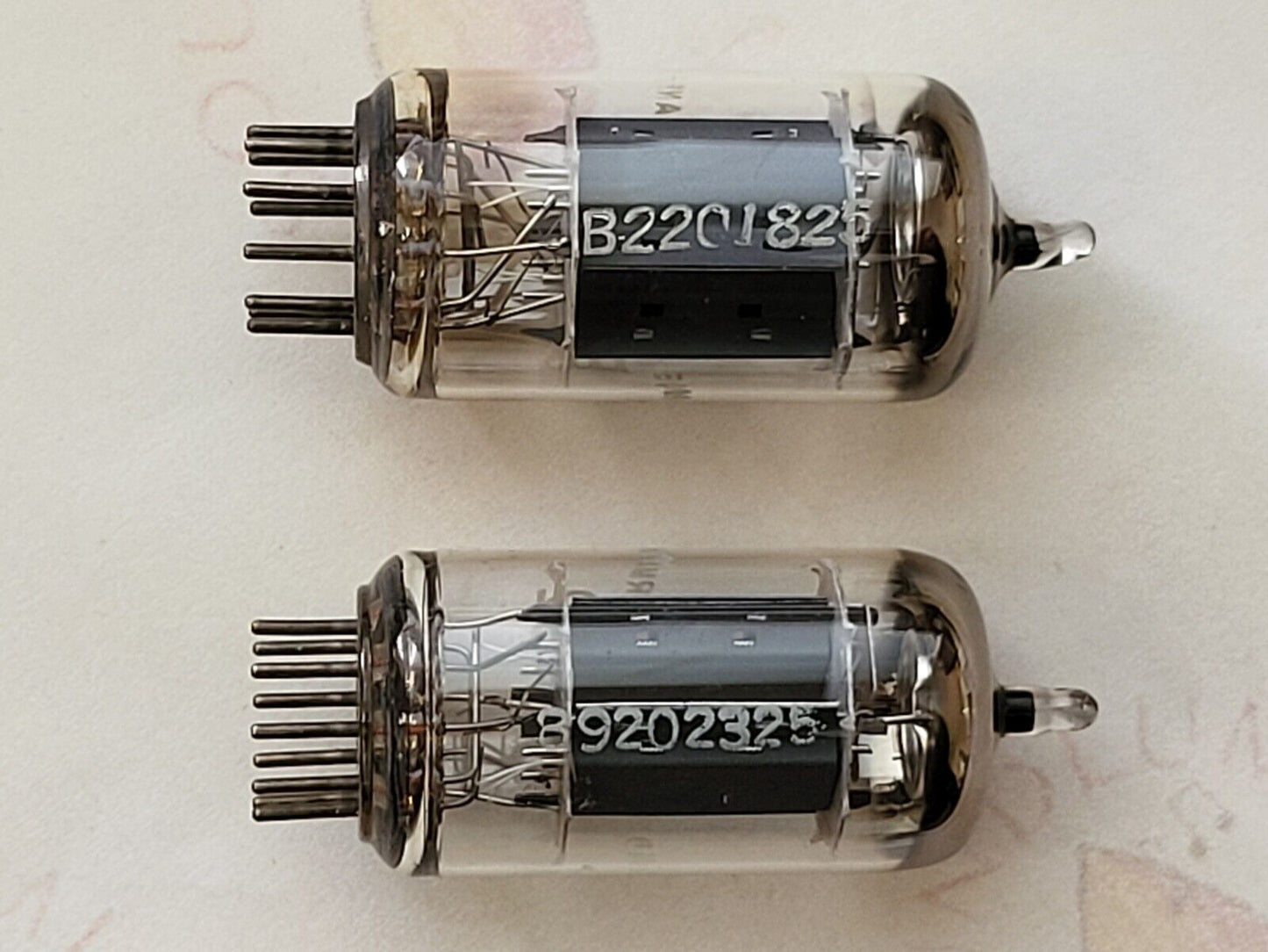 Telefunken ECC82 Long Smooth Plates Matched Pair ◇ Bottom - Berlin 1961/62 - NOS