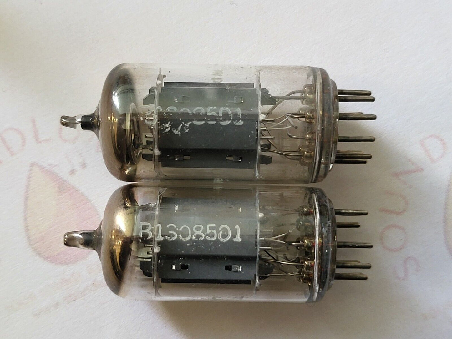 Telefunken ECC83 Long Smooth Plates Matched Pair ◇ Bottom - Berlin 1968 - NOS