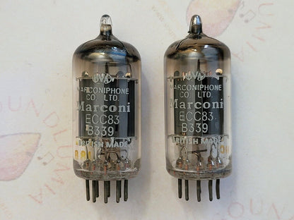 Marconiphone B339 ECC83 Lange Platten passendes Paar - Mullard Blackburn 1950er - NOS