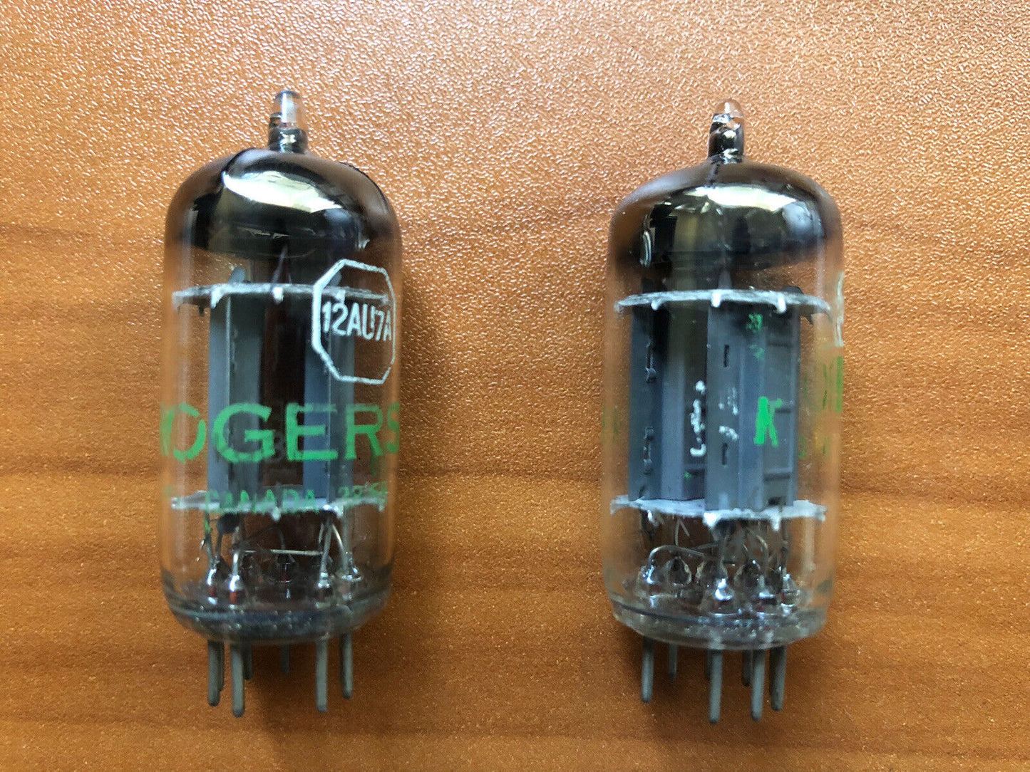 Amperex 12AU7A Tubes Long Plate Foil D-getter - Rogers Label - Holland 1958