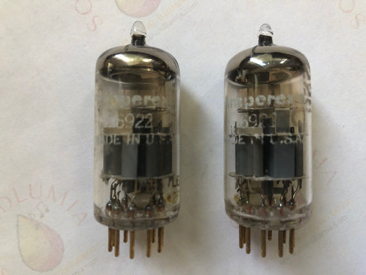 Amperex PQ 6922 E88CC Preamp Tubes Matched Pair - O-getter - USA 1962 7L6 - NOS