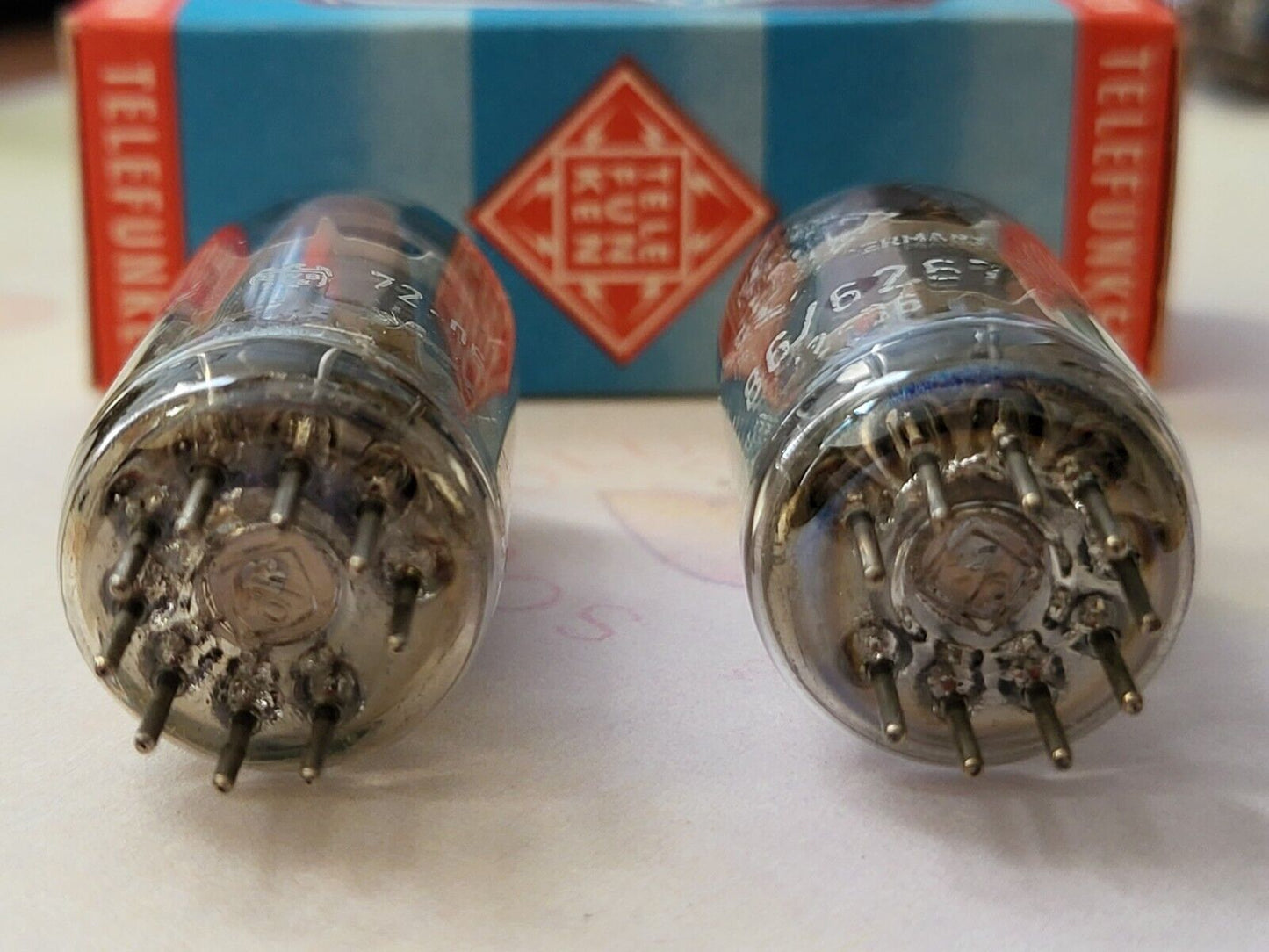 2x Telefunken EF86 6267 Matching Codes - BWB Insignia - Diamond Bottom - Strong