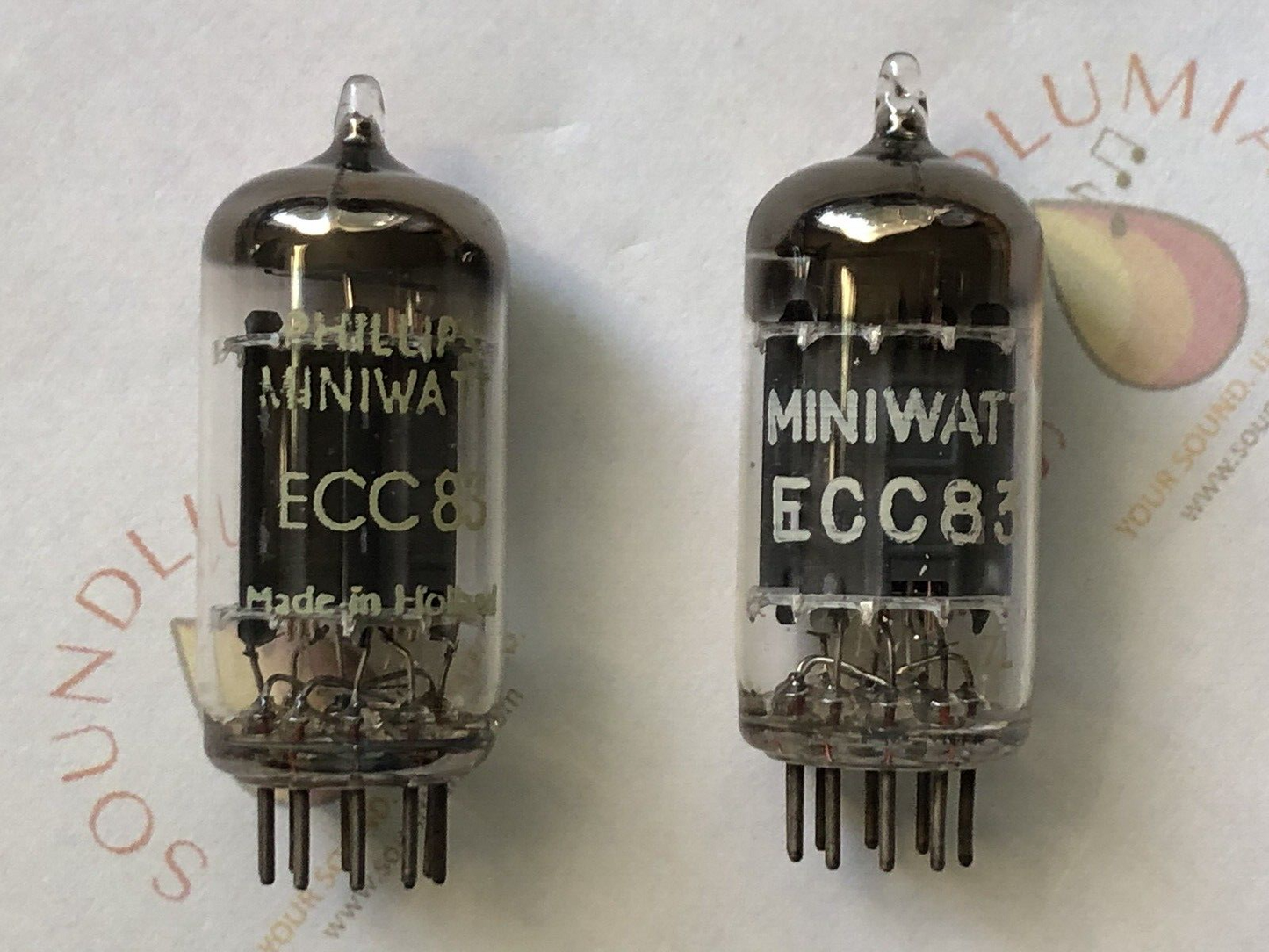 Philips ECC83 12AX7 Long Plates Foil D-getter Matched Pair Holland 1957/58 - NOS