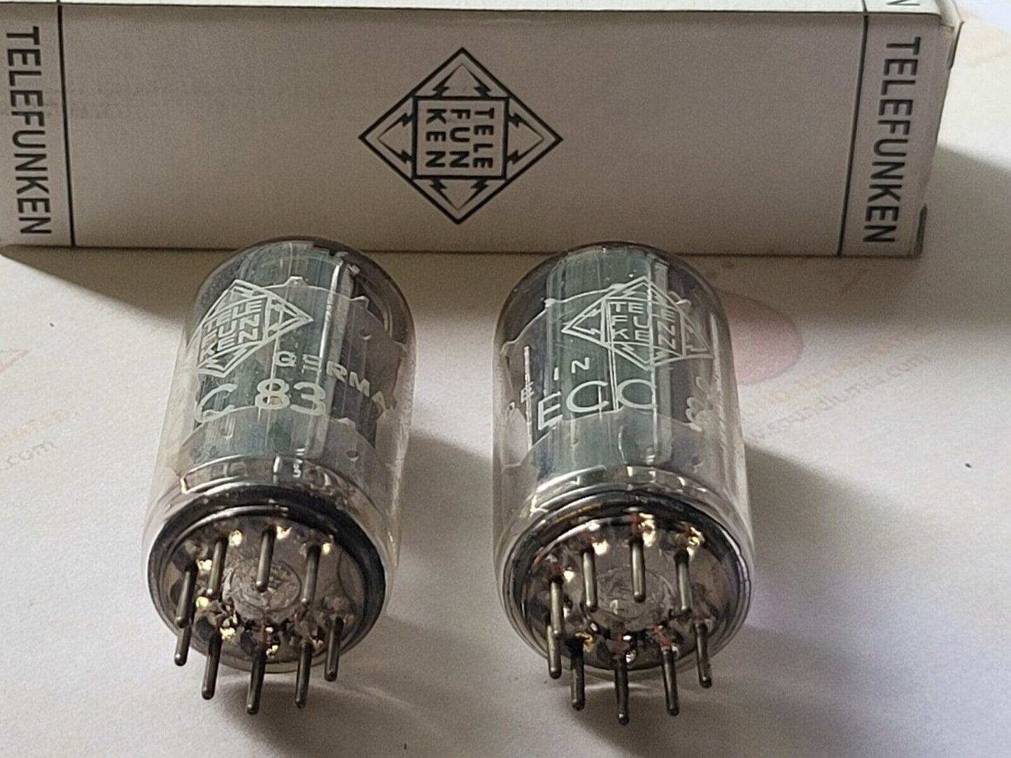 Telefunken ECC83 12AX7 Matched Pair Red Tips - 17mm Smooth Plates - Berlin 1965