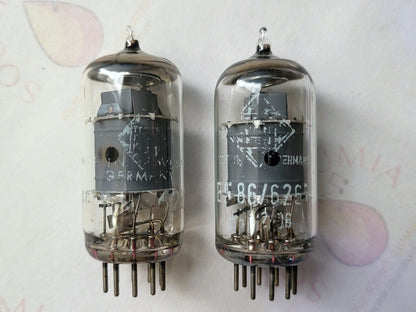 2x Telefunken EF86 6267 Matching Codes - BWB Insignia - Diamond Bottom - Strong