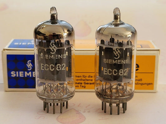 Siemens ECC82 12AU7 Lange graue Platten passendes Paar - München K64 ‡8K/K65 ‡8F - NOS