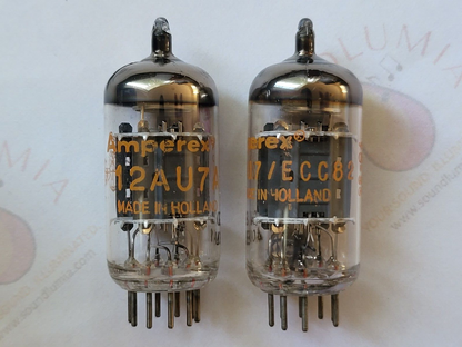 Amperex 12AU7 ECC82 Röhren, passendes Paar – Orange Globe – Holland 1960 – extrem selten – NOS 