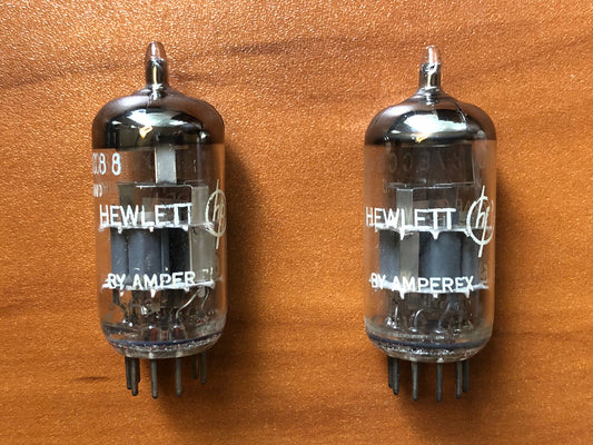 HP Select Amperex 6DJ8 ECC88 Preamps Tubes Matched Pair - Holland 1965 - NOS