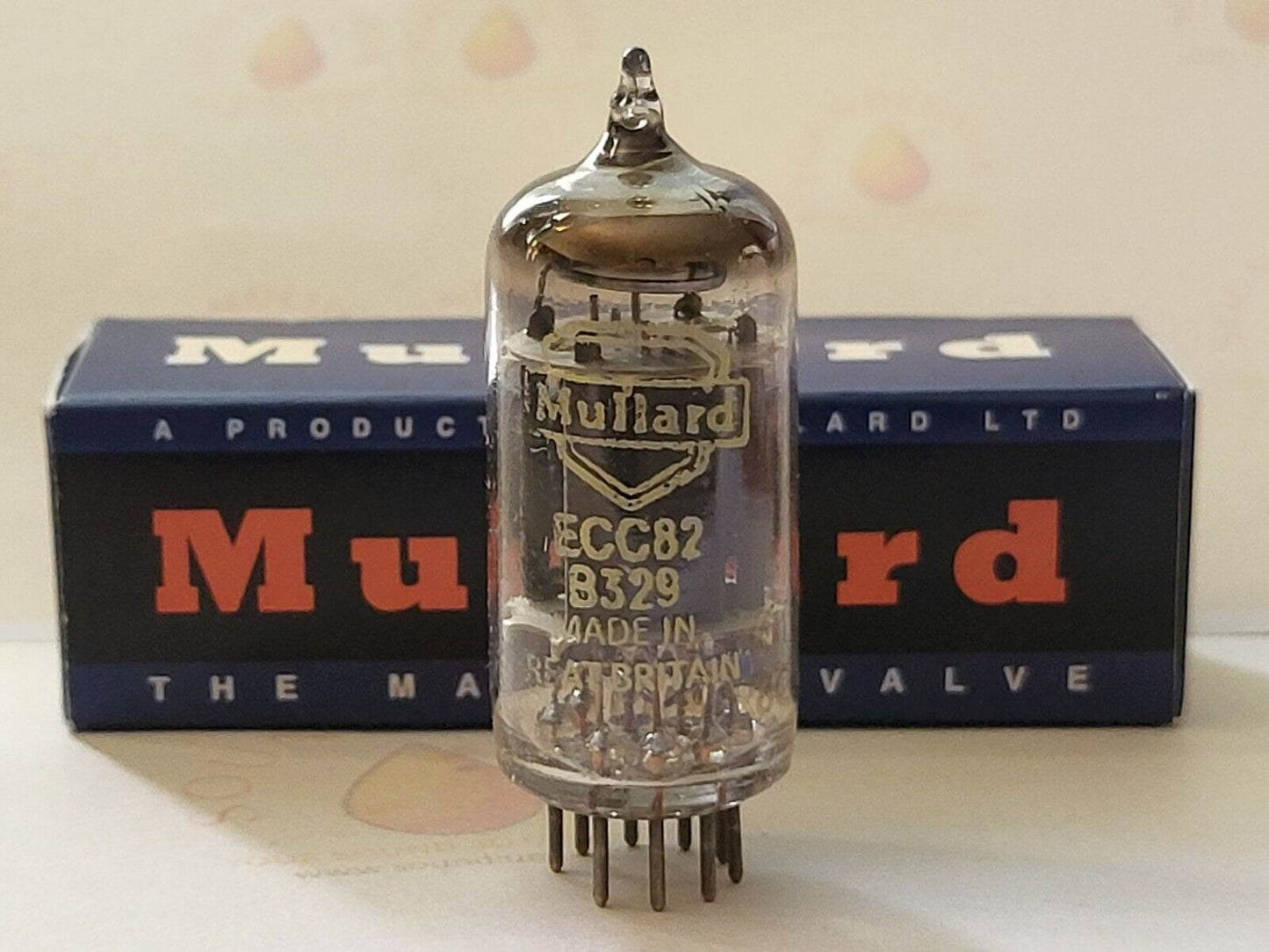 Mullard B329 ECC82 12AU7 Long Plates Wrinkled Glass - Mitcham 1958 K61 - Strong