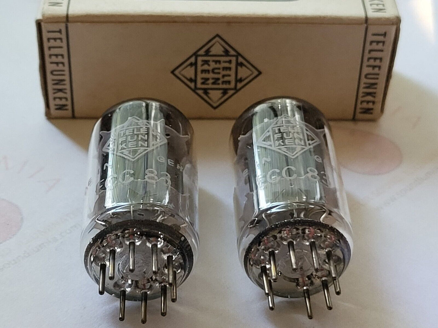 Telefunken ECC83 Long Smooth Plates Matched Pair - Berlin 1964 - Same code - NOS
