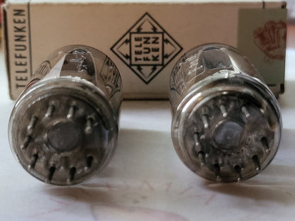 Telefunken ECC82 Tubes Ribbed Plates Matched Pair - Berlin 1955 - Same code -NOS