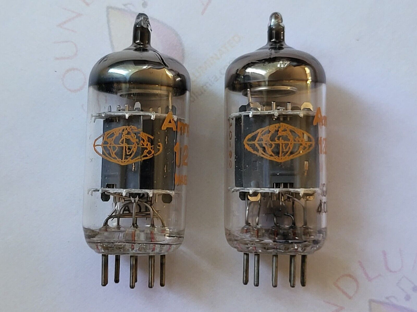Amperex 12AU7 ECC82 Röhren, passendes Paar – Orange Globe – Holland 1960 – extrem selten – NOS 