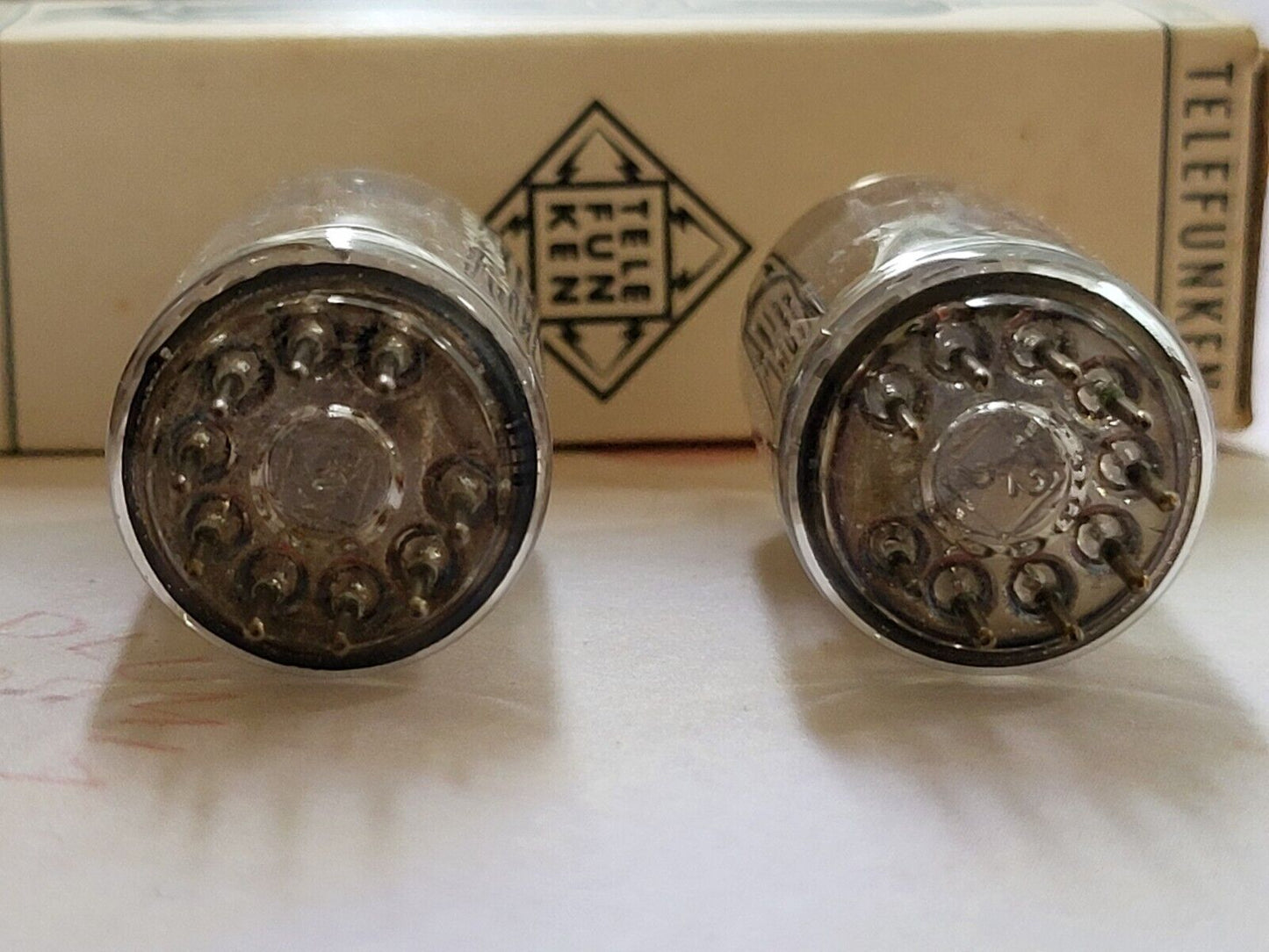 Telefunken ECC83 12AX7 Matched Pair 17mm Smooth Plates Red Tip Berlin 1961 - NOS