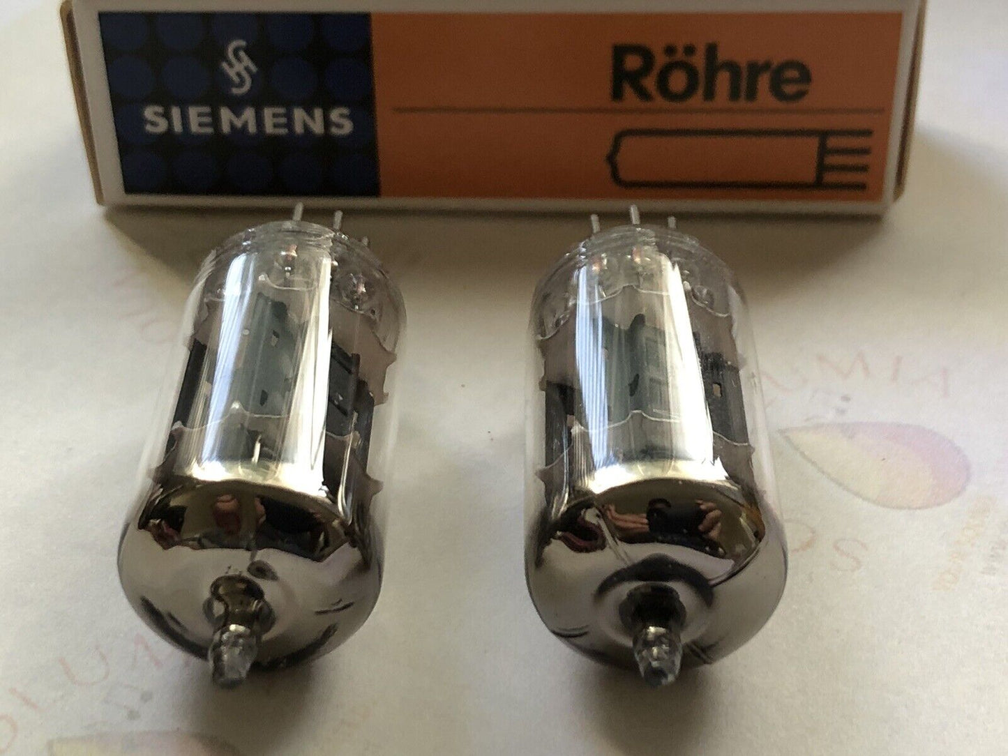 Siemens ECC82 12AU7 Preamp Tubes Matched Pair - Gray Plates - Munich 1960 - NOS