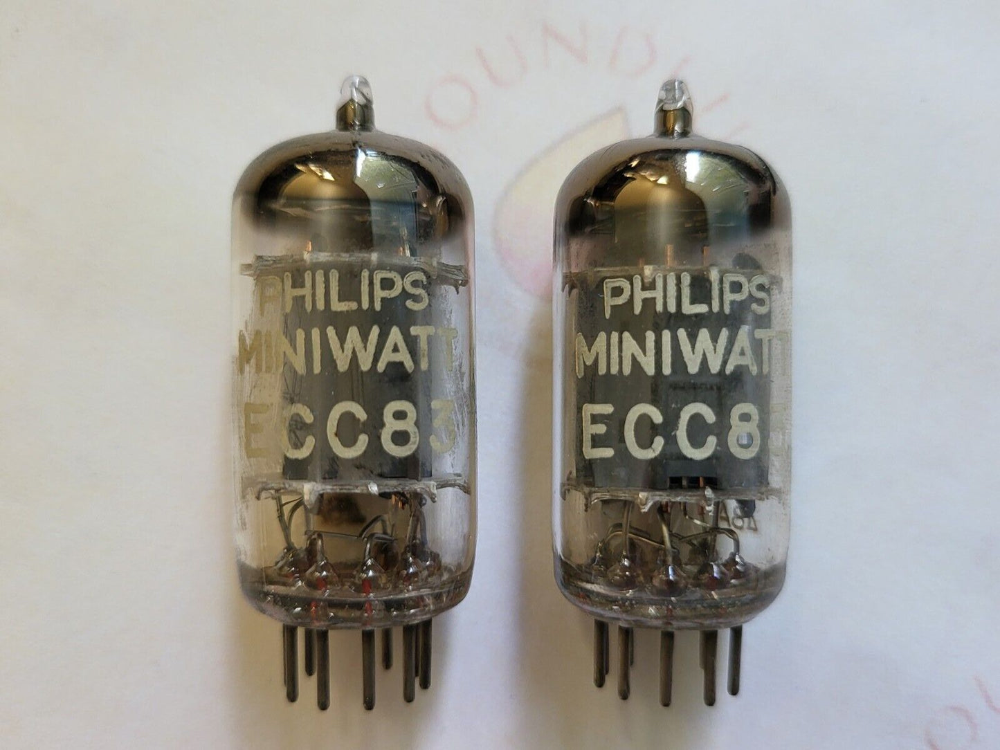 Philips 12AX7 ECC83 Foil D Getter 17mm Long Plates Matched Pair - mC5 ⊿8A - NOS